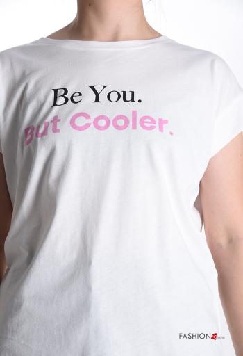 Lettering print short sleeve crew neck Cotton T-shirt - ph 4