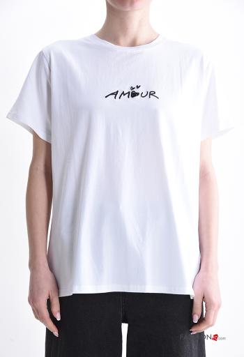 T-shirt in Cotone maniche corte girocollo Fantasia scritta