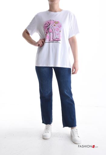 T-shirt in Cotone maniche corte girocollo Fantasia stampata - ph 5