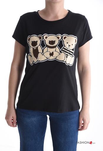 T-shirt in Cotone maniche corte girocollo Fantasia animali