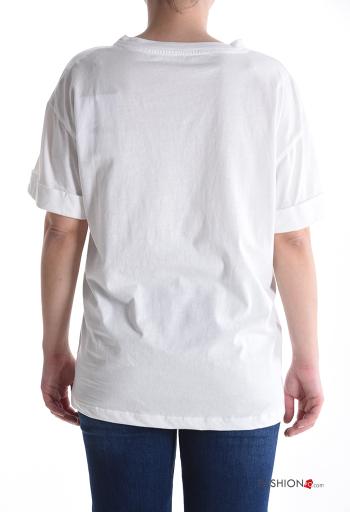 Bedrucktes kurze ärmel u-boot ausschnitt T-shirt aus Baumwolle - ph 2