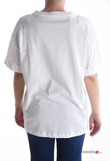 Patterned short sleeve crew neck Cotton T-shirt - ph 2