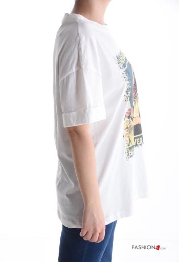 Patterned short sleeve crew neck Cotton T-shirt - ph 3