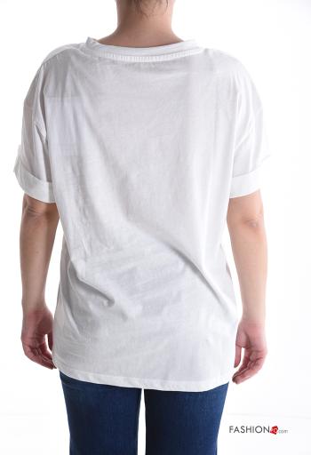 Patterned short sleeve crew neck Cotton T-shirt - ph 2