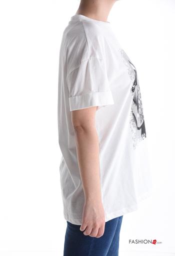 Patterned short sleeve crew neck Cotton T-shirt - ph 3