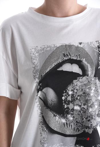 Patterned short sleeve crew neck Cotton T-shirt - ph 4