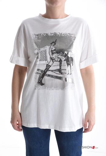 T-shirt in Cotone maniche corte girocollo Fantasia stampata - ph 1