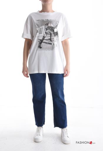 T-shirt in Cotone maniche corte girocollo Fantasia stampata - ph 5
