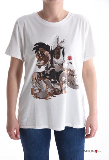 Patterned short sleeve crew neck Cotton T-shirt