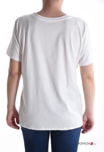 Patterned short sleeve crew neck Cotton T-shirt - ph 2