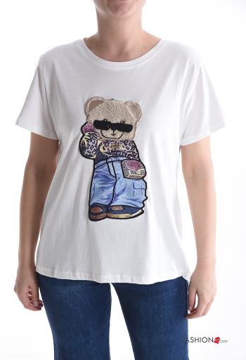 T-shirt em Algodão manga curta gola redonda Padrão Estampado - ph 1