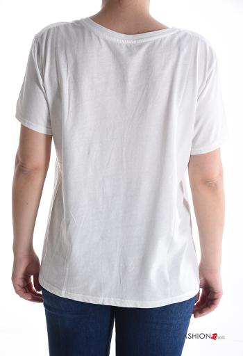 Embroidered short sleeve crew neck Cotton T-shirt - ph 2