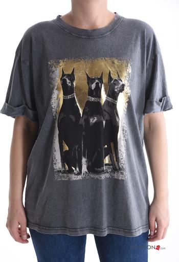 T-shirt in Cotone maniche corte girocollo Fantasia stampata - ph 1