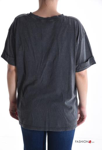 Patterned short sleeve crew neck Cotton T-shirt - ph 2