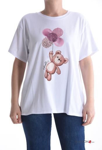 T-shirt in Cotone maniche corte girocollo Fantasia stampata