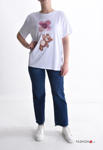 T-shirt in Cotone maniche corte girocollo Fantasia stampata - ph 5