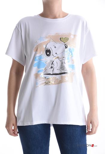 Patterned short sleeve crew neck Cotton T-shirt