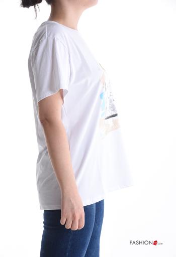 Patterned short sleeve crew neck Cotton T-shirt - ph 3