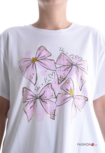 Patterned short sleeve crew neck Cotton T-shirt - ph 4