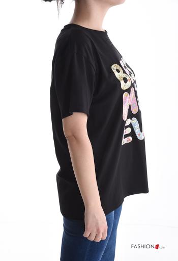 T-shirt em Algodão manga curta gola redonda Padrão Estampado - ph 3
