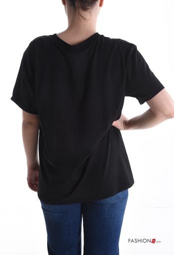 Patterned short sleeve crew neck Cotton T-shirt - ph 2