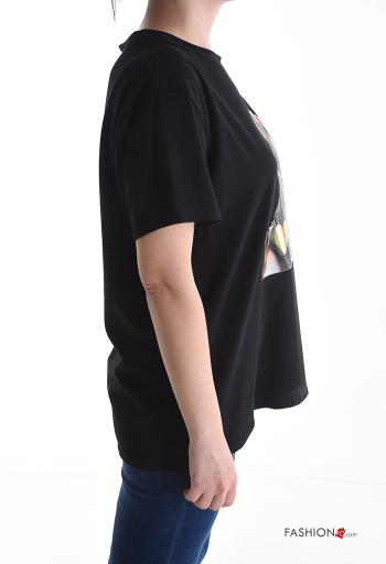 Patterned short sleeve crew neck Cotton T-shirt - ph 3