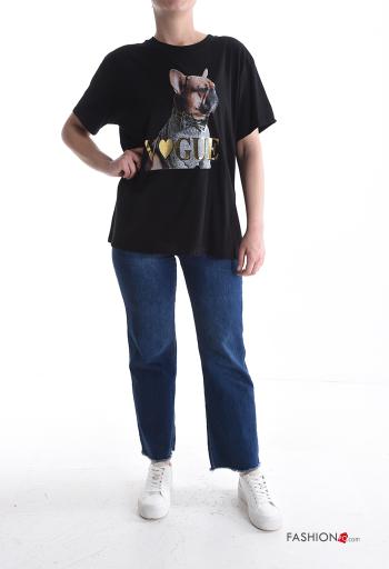 Patterned short sleeve crew neck Cotton T-shirt - ph 5