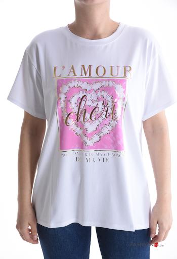 Patterned short sleeve crew neck Cotton T-shirt