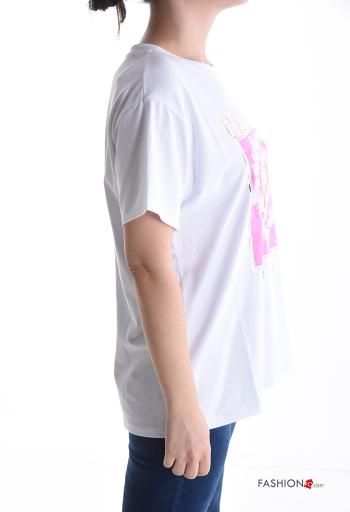 Patterned short sleeve crew neck Cotton T-shirt - ph 3