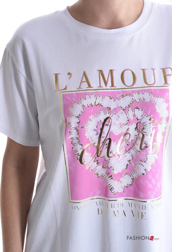 Patterned short sleeve crew neck Cotton T-shirt - ph 4