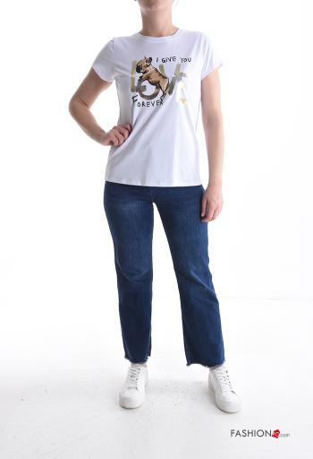 Patterned short sleeve crew neck Cotton T-shirt - ph 5