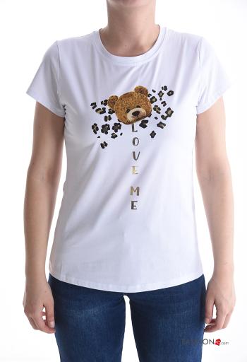 Patterned short sleeve crew neck Cotton T-shirt