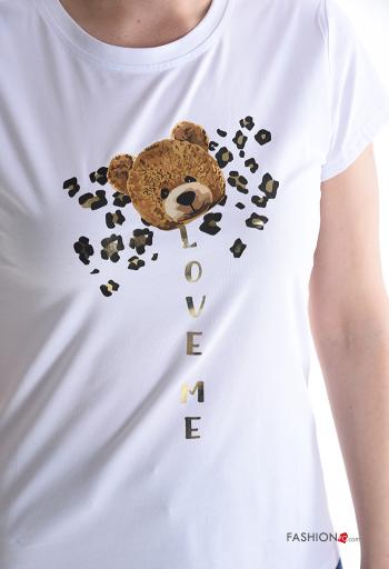 Patterned short sleeve crew neck Cotton T-shirt - ph 4