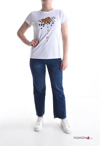 Patterned short sleeve crew neck Cotton T-shirt - ph 5
