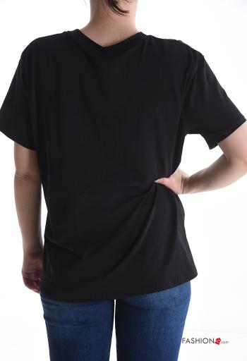 Patterned short sleeve crew neck Cotton T-shirt - ph 2