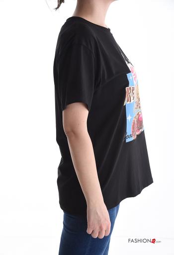 Patterned short sleeve crew neck Cotton T-shirt - ph 3