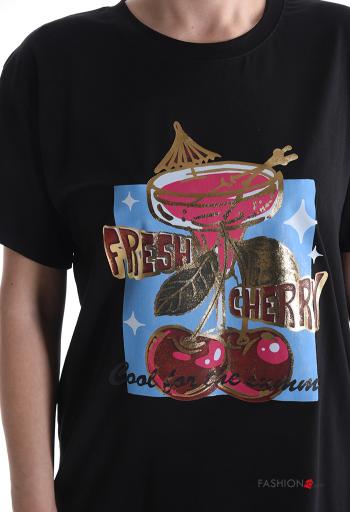 Patterned short sleeve crew neck Cotton T-shirt - ph 4