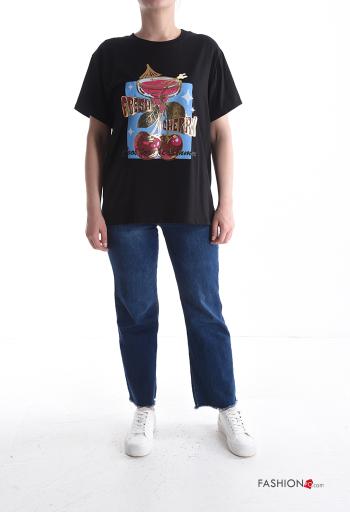 Patterned short sleeve crew neck Cotton T-shirt - ph 5