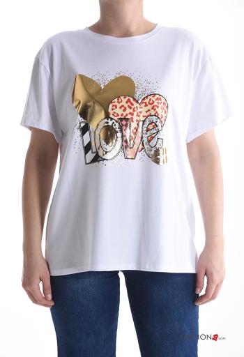 T-shirt in Cotone maniche corte girocollo Fantasia stampata - ph 1