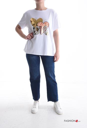 T-shirt in Cotone maniche corte girocollo Fantasia stampata - ph 5