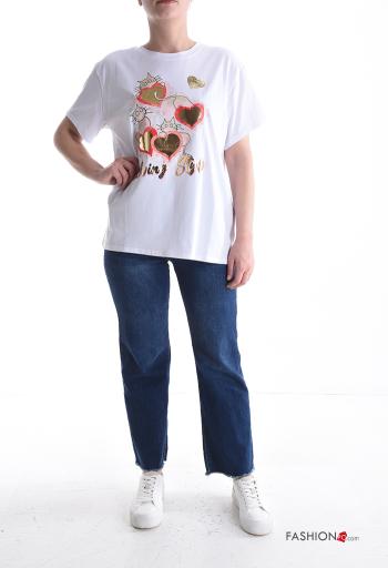 Patterned short sleeve crew neck Cotton T-shirt - ph 5