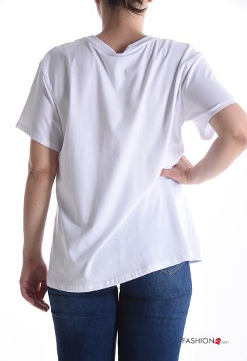 T-shirt en Coton manches courtes col rond imprimé - ph 2