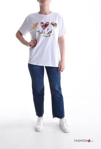 T-shirt en Coton manches courtes col rond imprimé - ph 5