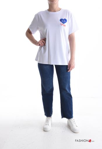 Graphic Print short sleeve crew neck Cotton T-shirt - ph 5