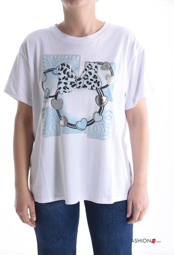 Patterned short sleeve crew neck Cotton T-shirt