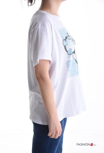 Patterned short sleeve crew neck Cotton T-shirt - ph 3