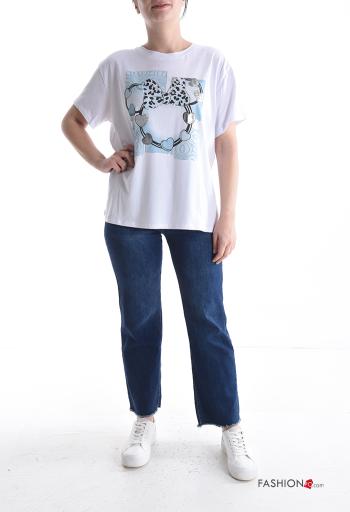Patterned short sleeve crew neck Cotton T-shirt - ph 5