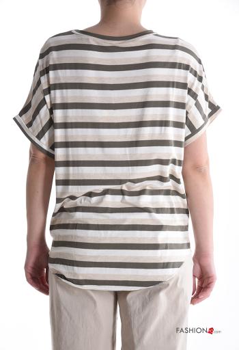 Striped short sleeve crew neck T-shirt with knot - ph 2