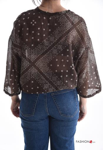 Chemise en Soie Imprimé paisley à boutons manches à trois-quarts - ph 2