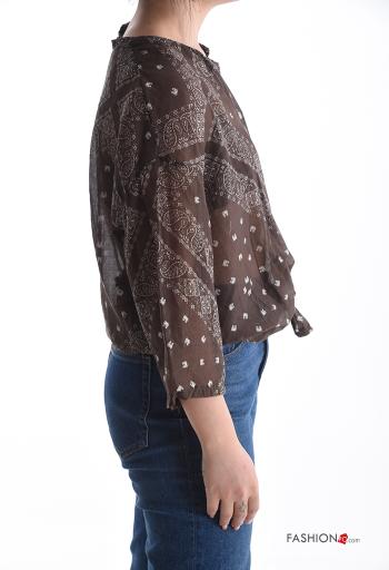 Chemise en Soie Imprimé paisley à boutons manches à trois-quarts - ph 3